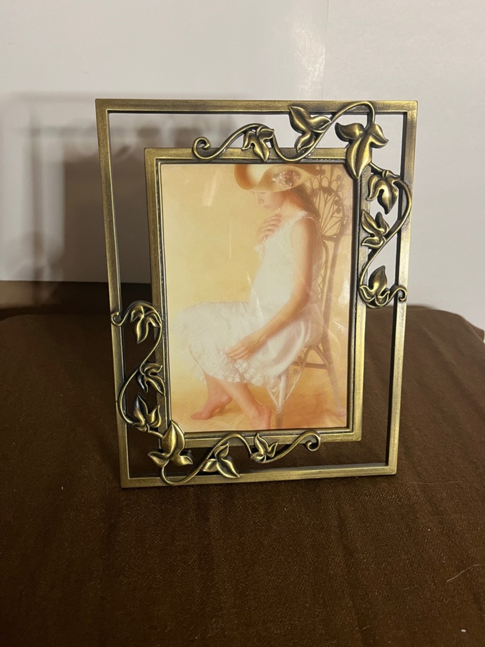 😄Sonoma solid brass picture frame floral 5x7 patina